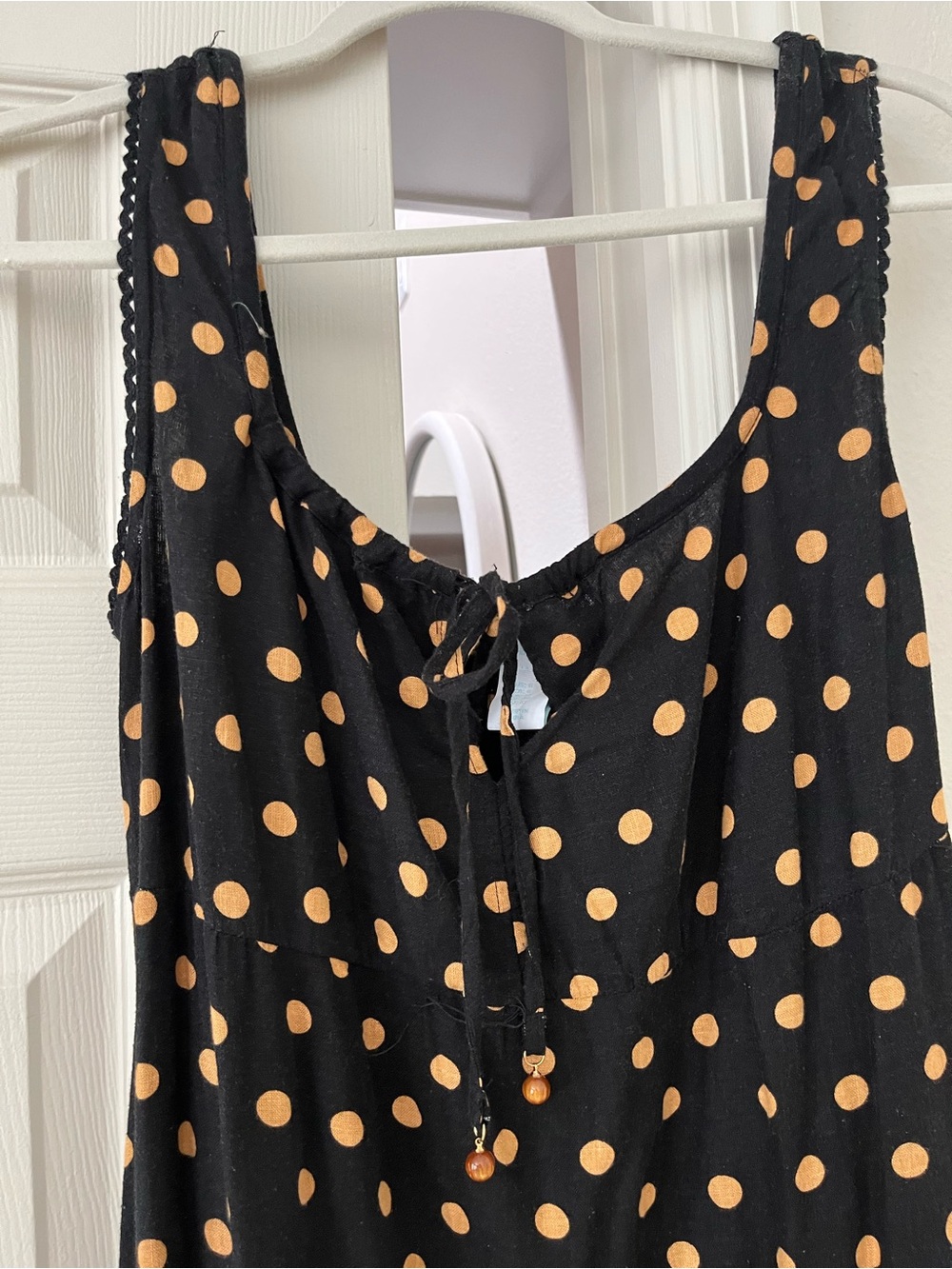 Cynthia Rowley Black and Tan Polka Dot Sleeveless Midi Dress size 6 - Picture 3 of 9